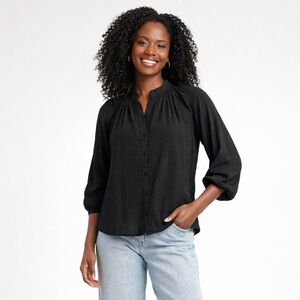 Universal Thread Women's Balloon Long Sleeve Lace Blouse Black Size S